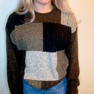 Brown and black oversized sweater color blocked